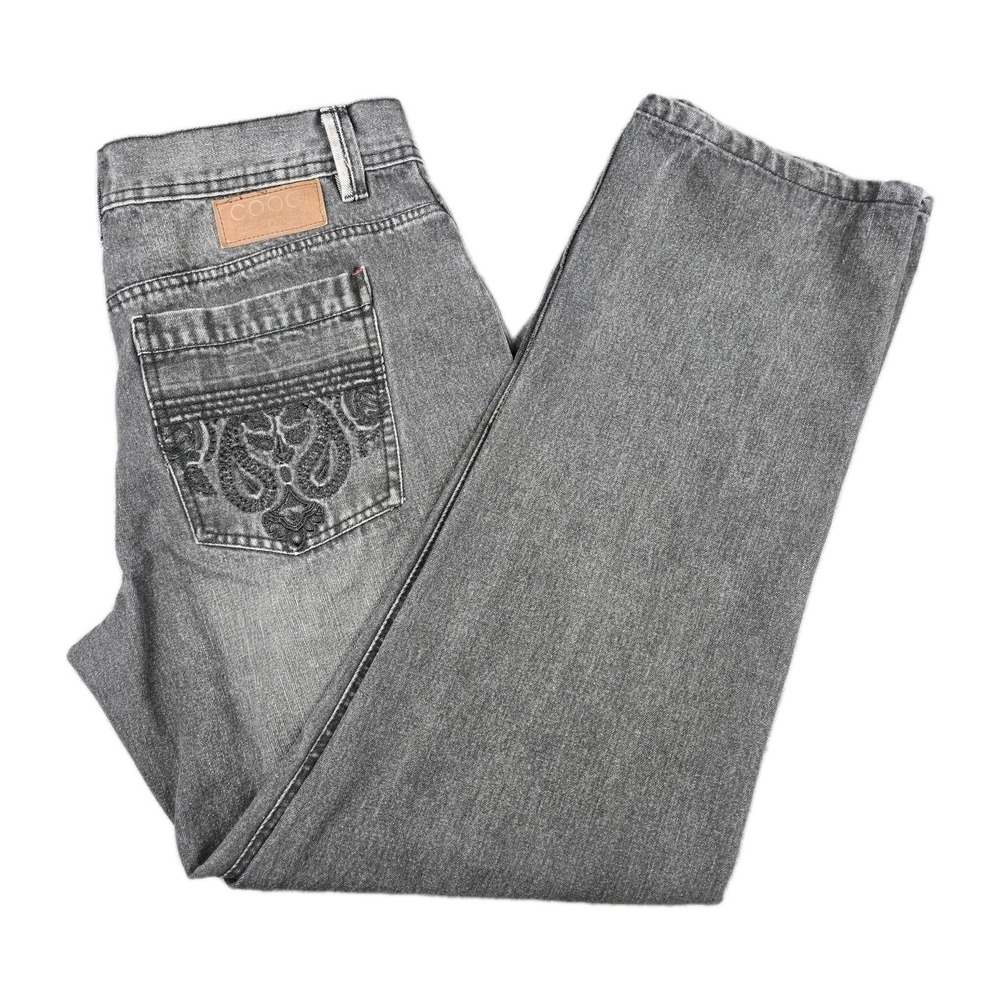 COOGI Australia Men's Jeans 36x32 Black Faded Embroidered Vintage Y2K Hip Hop